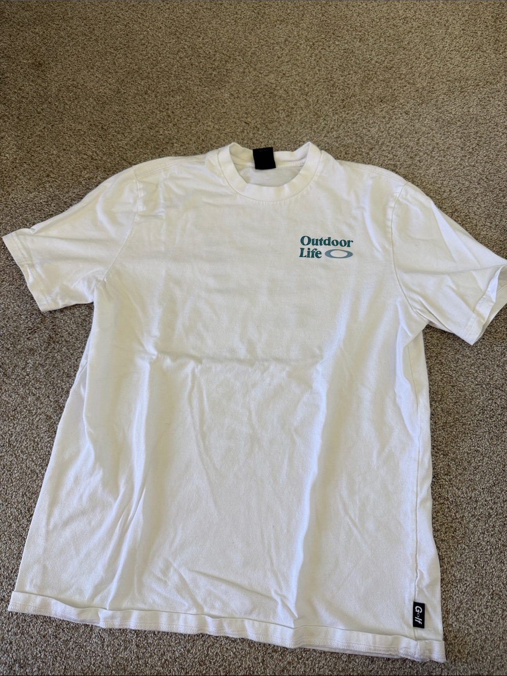 Outdoor Life White Tee with Teal Chest Logo